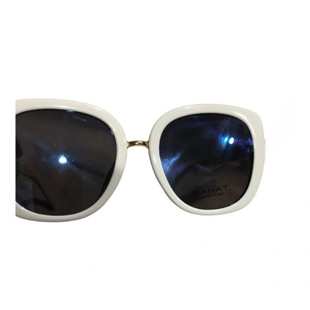 Tahari glamorous Jackie-o style white gold chainlink oversized oval‎ sunglasses